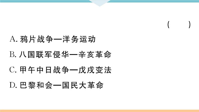 八年级上册期末历史复习 专题二 近代化的探索 练习课件06