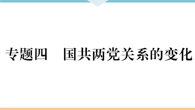 八年级上册期末历史复习 专题四 国共两党关系的变化 练习课件第1页