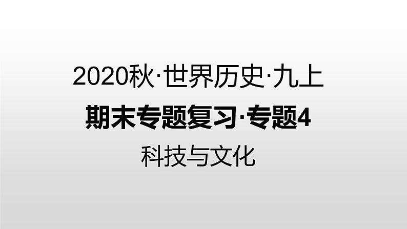 九年级上册历史期末复习 专题4 科技与文化 练习课件01