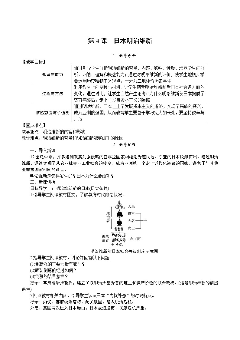 第4课　日本明治维新 教案第1页