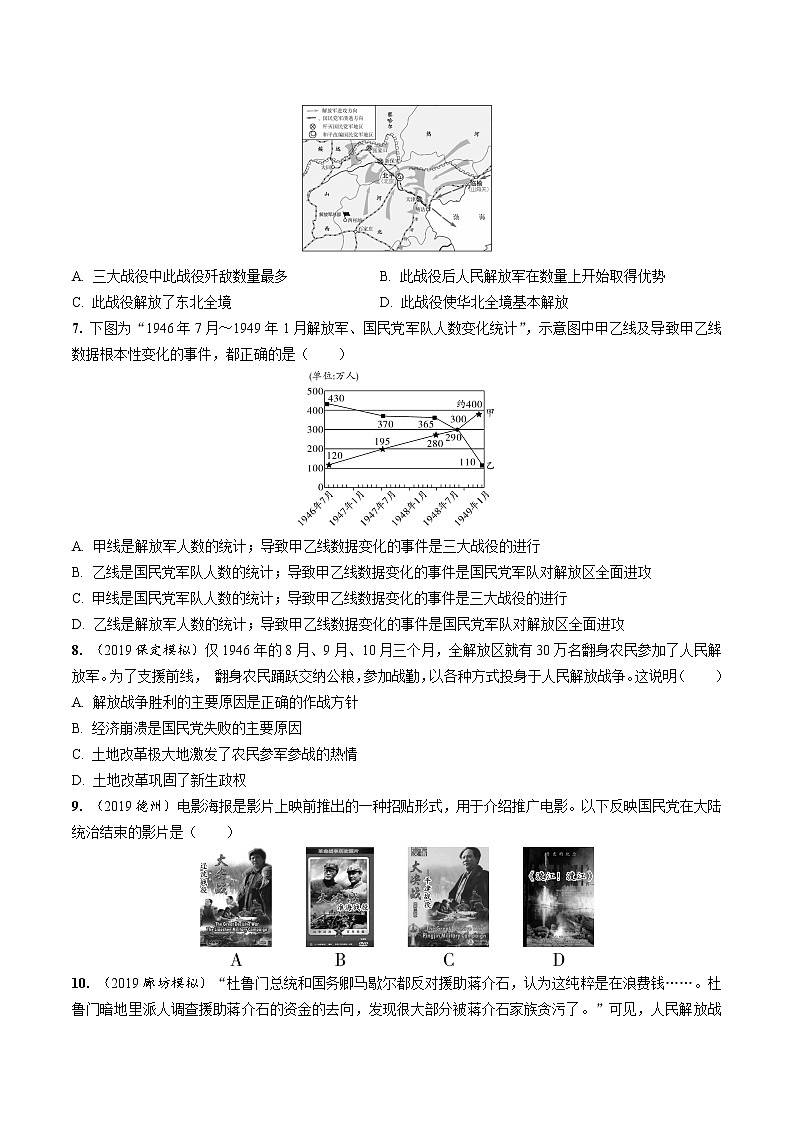 2020—2021学年部编版八年级历史第七单元解放战争期末专题复习共6页（含答案解析）第2页