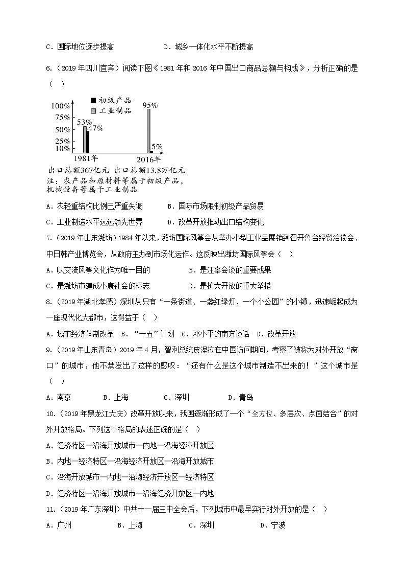 第9课《改革开放》同步训练（试卷、解析版）02