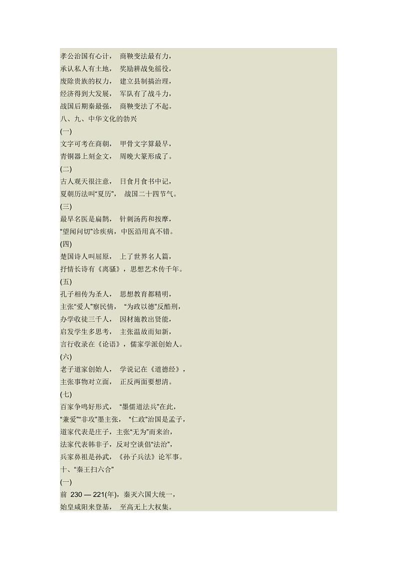 初中历史知识点记忆口诀大全03