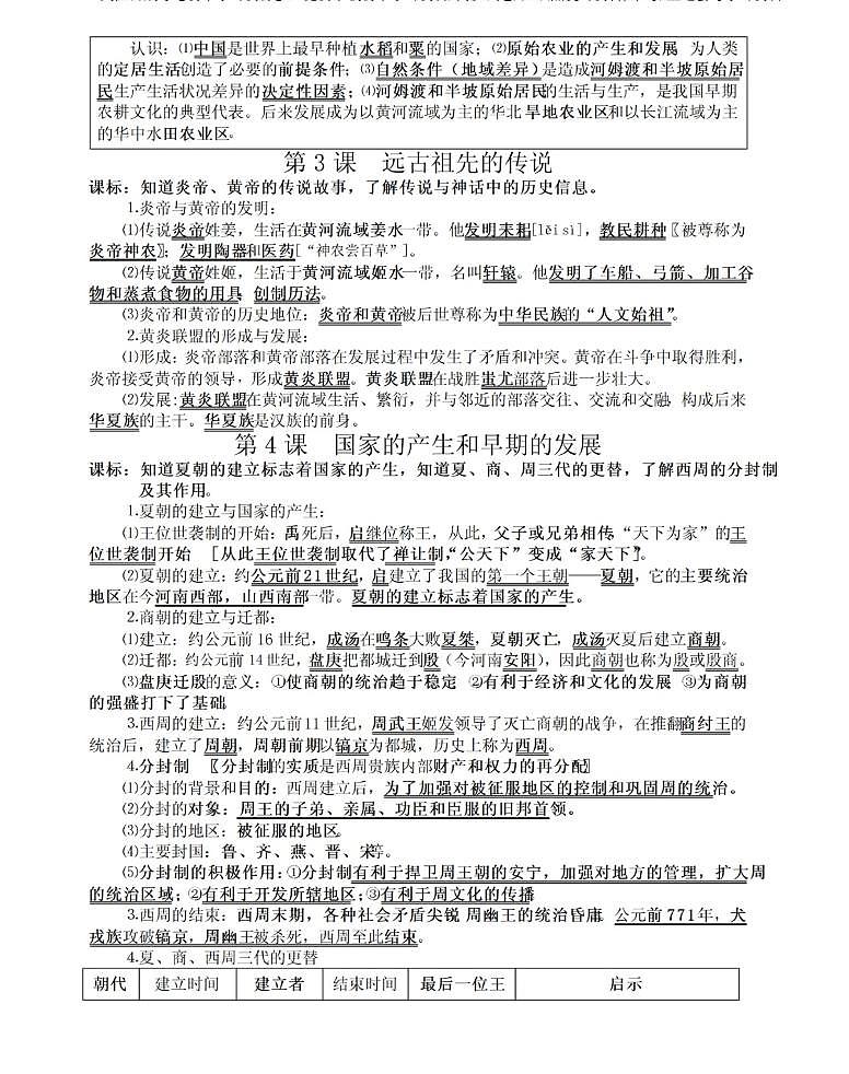 【川教版】七年级《历史》上册总复习知识要点归纳总结第2页