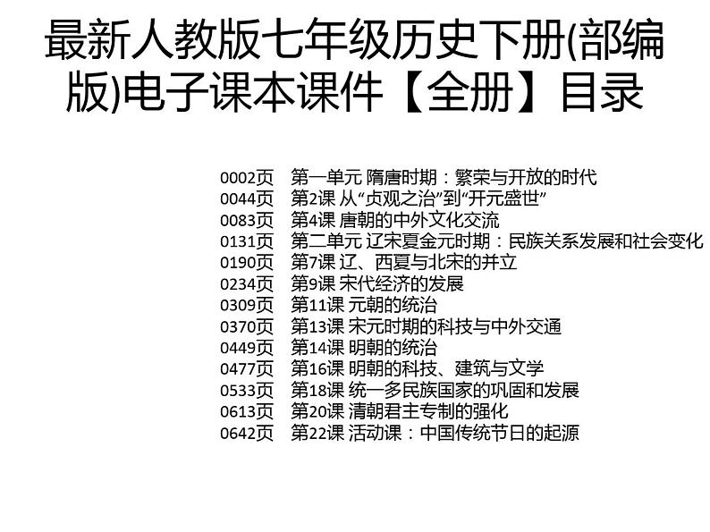 最新人教版七年级历史下册(部编版)电子课本课件2023高清PDF电子版01