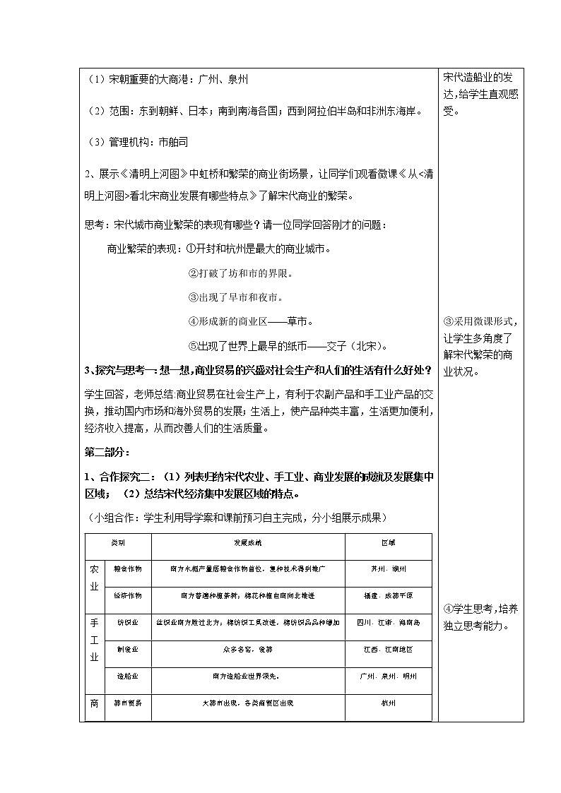 人教部编版七年级历史下册第9课 宋代经济的发展教学设计03