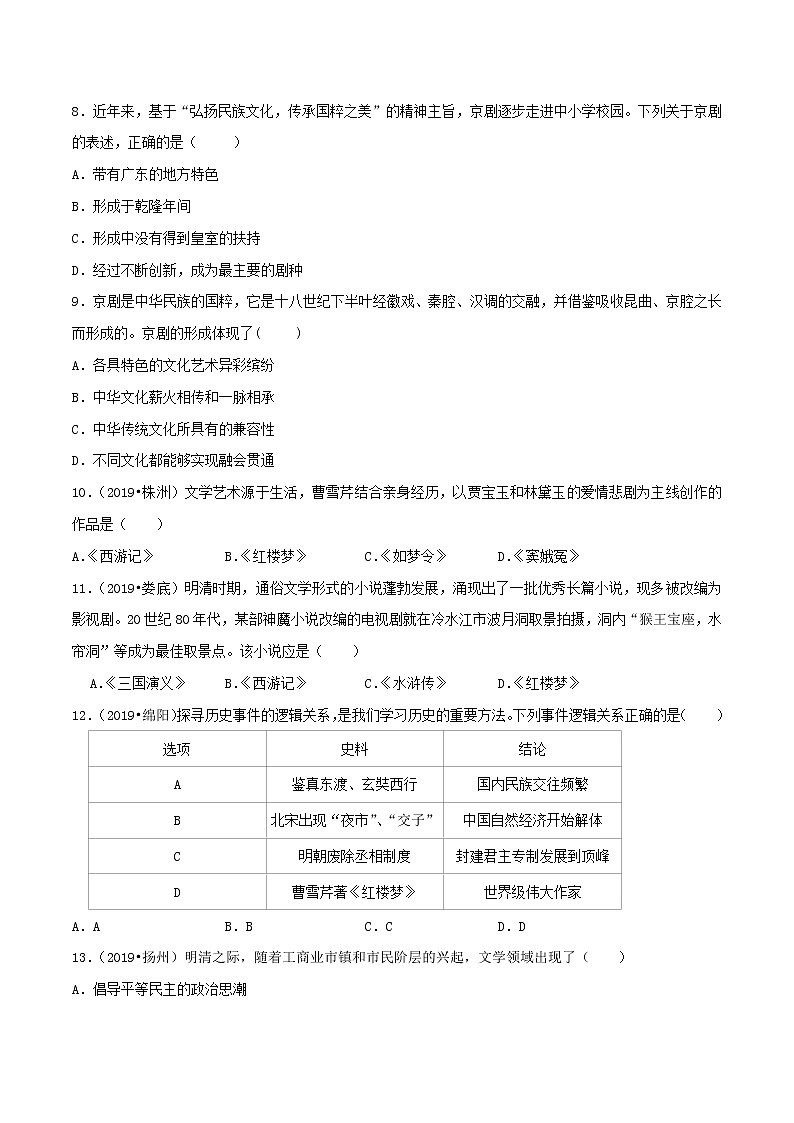 第21课  清朝前期的文学艺术（课件和练习）2020-2021学年七年级历史下册（部编版）02