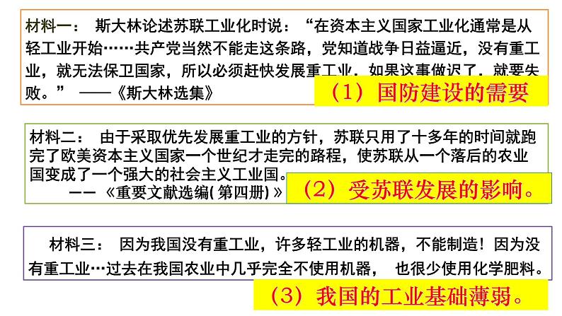 2020——2021学年部编版八年级历史下册第二单元第4课新中国工业化的起步和人民代表大会制度的确立PPT课件第7页