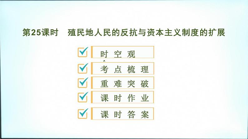 2021春中考历史一轮专题复习课件：世界近代史第25课时《殖民地人民的反抗与资本主义制度的扩展》01