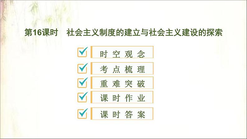 2021春中考历史一轮专题复习课件：中国现代史第16课时　社会主义制度的建立与社会主义建设的探索01