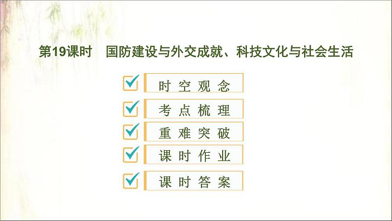 2021春中考历史一轮专题复习课件：中国现代史第19课时　国防建设与外交成就、科技文化与社会生活01