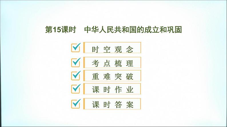 2021春中考历史一轮专题复习课件：中国现代史第15课时　中华人民共和国的成立和巩固01