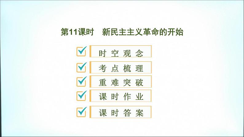 2020春中考历史一轮专题复习课件：中国近代史第11课时+新民主主义革命的开始课件01