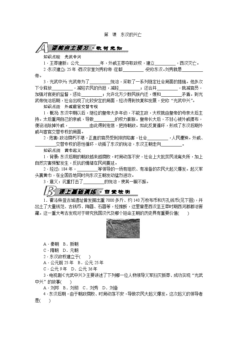 第13课 东汉的兴亡 习题 含答案01