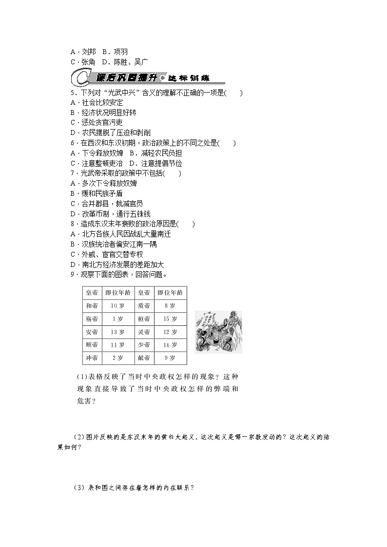 第13课 东汉的兴亡 习题 含答案02