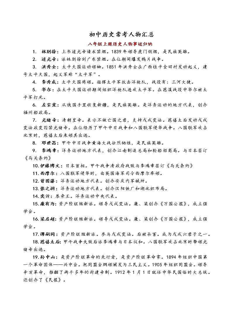初中历史常考人物汇总01