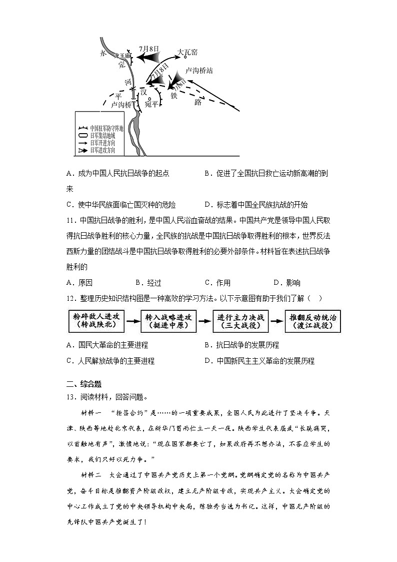 河北省保定市高阳县2020-2021学年八年级上学期期末历史试题（word版 含答案）第3页