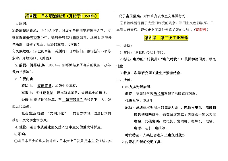 部编人教版-九年级历史下册全册知识点复习提纲第3页