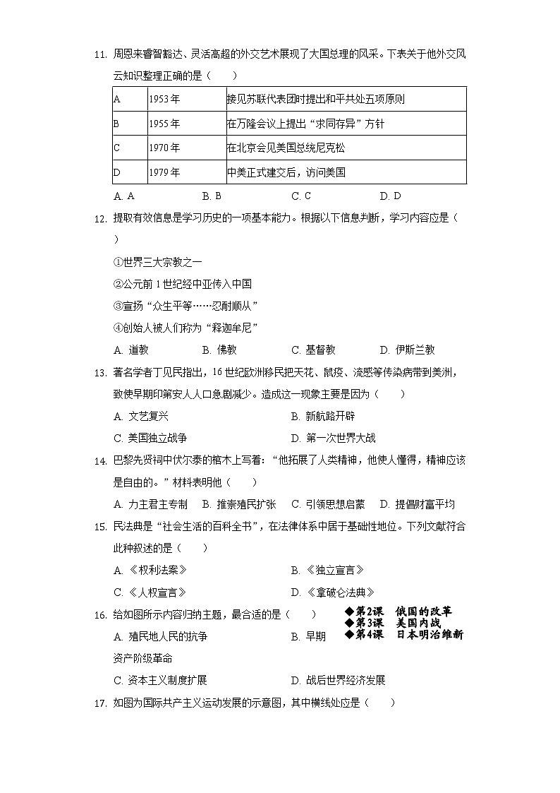 2020年江苏省盐城市中考历史试卷03
