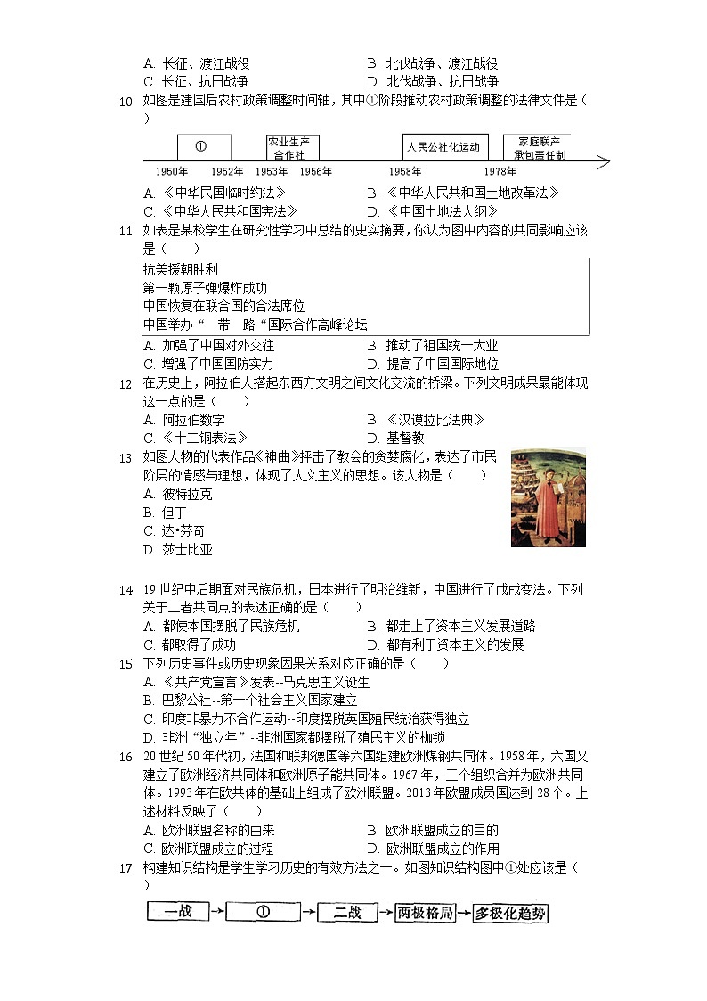 2020年内蒙古赤峰市中考历史试卷02