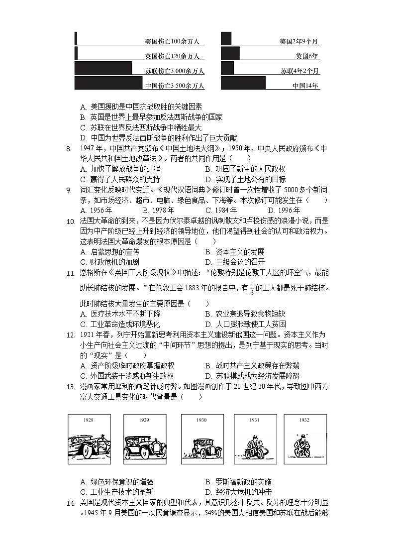 2020年安徽省中考历史试卷02