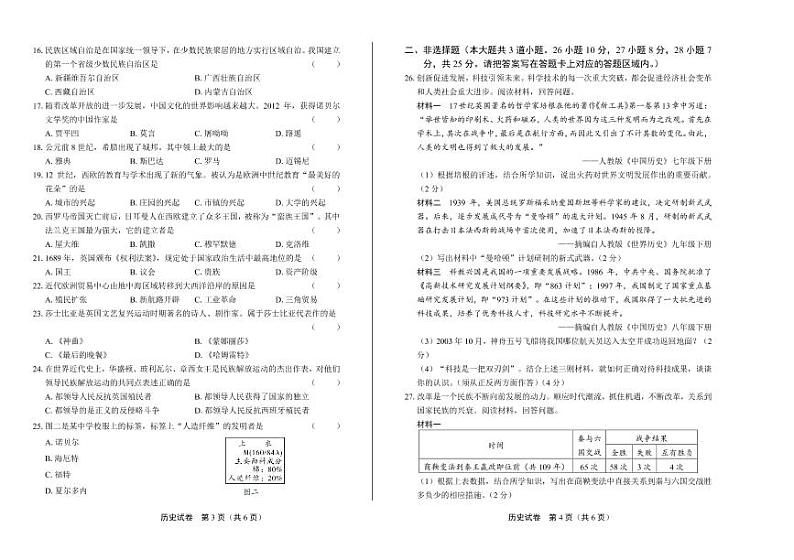 2020年贵州省遵义中考历史试卷附答案解析版02
