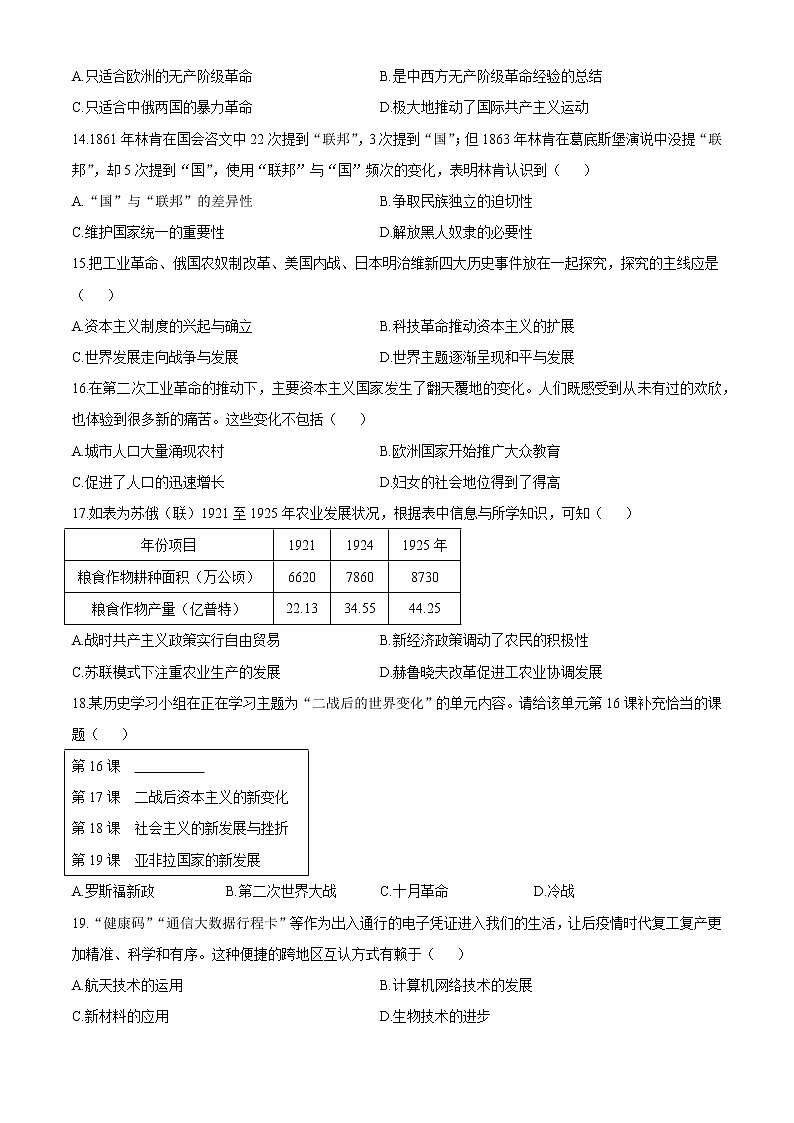 2021年湖南省邵阳市邵阳县中考二模历史试题03