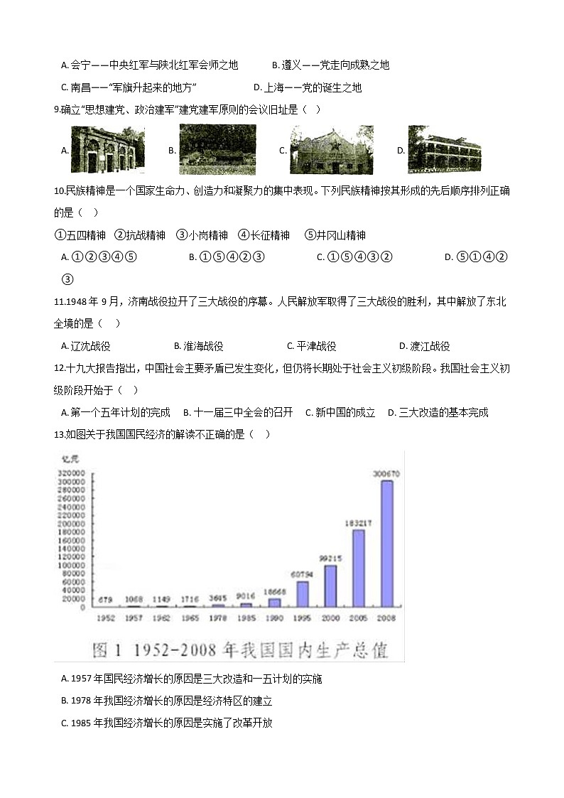 山东省德州市平原县、武城县、夏津县、禹城县2021年初中历史模拟试卷02