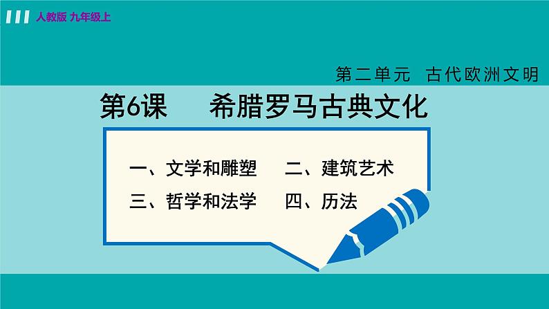 人教版九年级历史上册 第二单元 古代欧洲文明 第6课 希腊罗马古典文化 课件PPT02