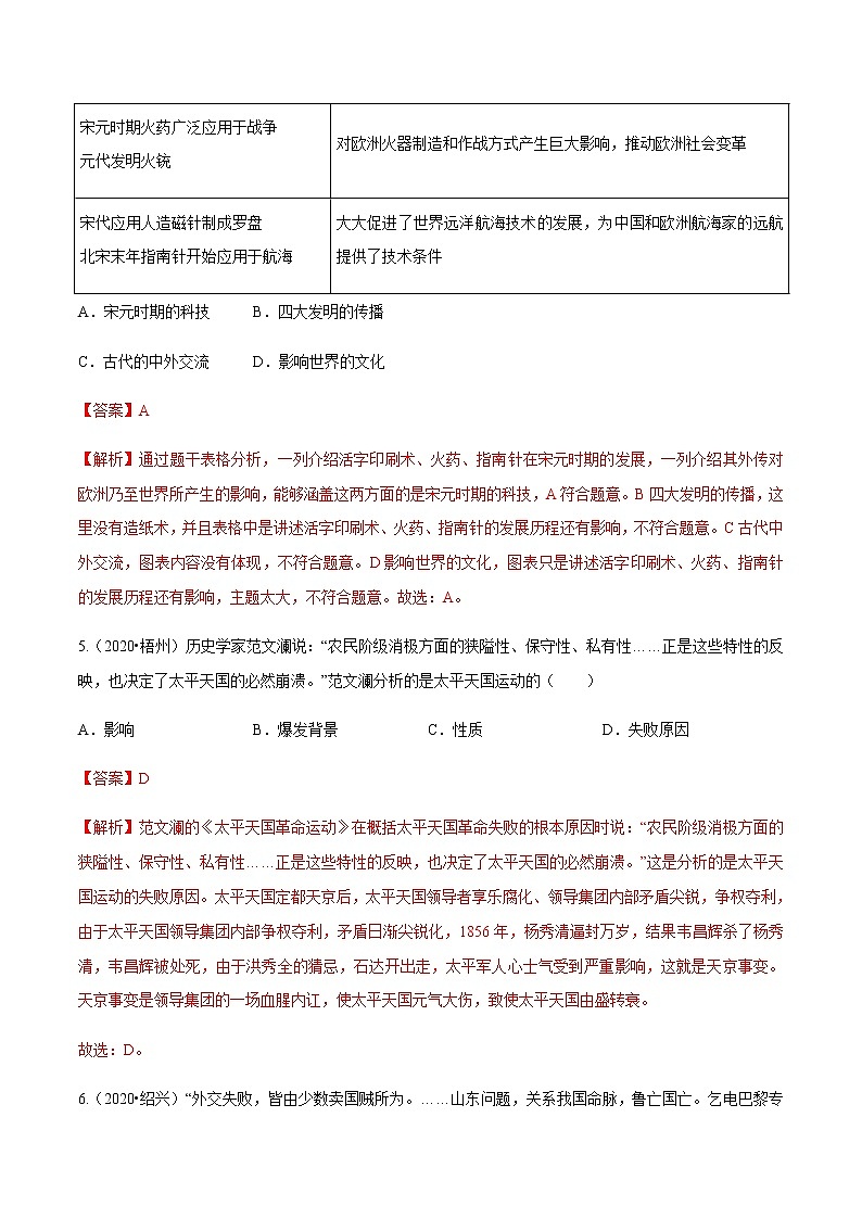 2021年中考历史全真模拟卷2（解析版）03