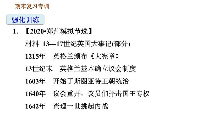 人教版九年级上册历史课件 专项训练 专项二　非选择题题型专项07