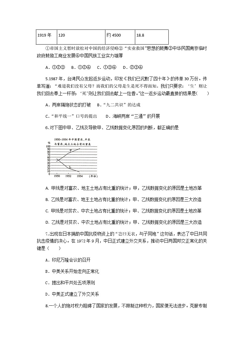 2021年陕西省初中学业水平考试历史模拟试题及答案（二）02
