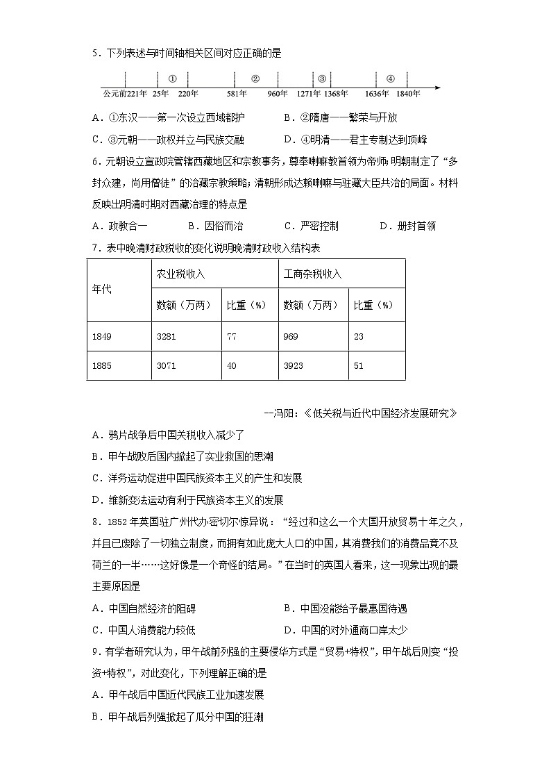 2021年广东省汕尾市中考二模历史试题（word版含答案）02