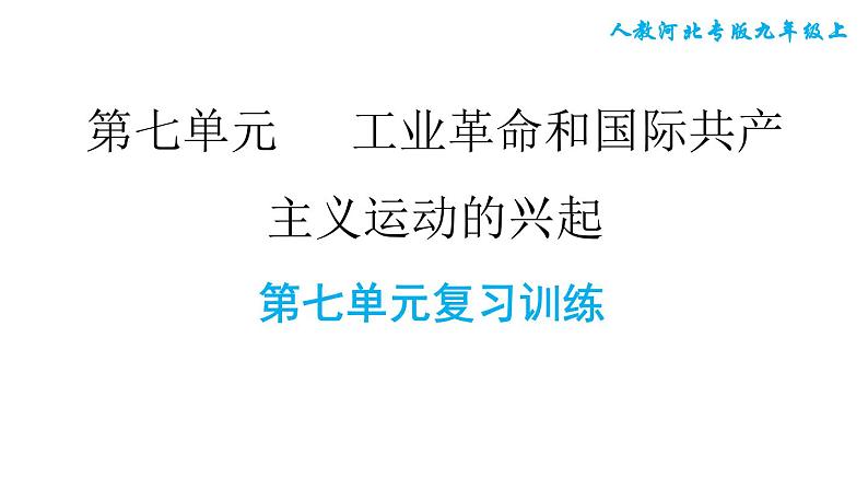 人教版九年级上册历史课件 第7单元 第七单元复习训练第1页