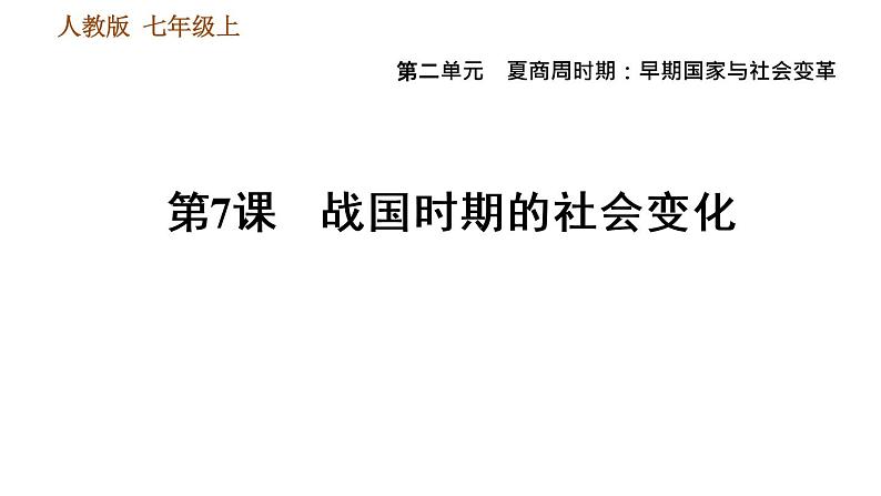 人教版七年级上册历史习题课件 第2单元 第7课 战国时期的社会变化01