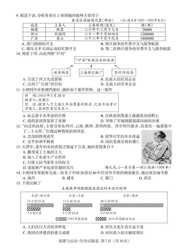 2021年江西省中考历史真题（PDF可编辑，含答案）02