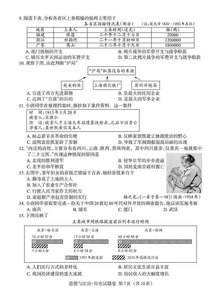 2021年江西省中考历史真题（PDF可编辑，含答案）02