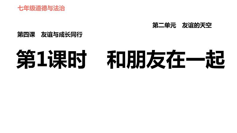 人教版七年级上册道德与法治课件 第二单元 第四课 第1课时　和朋友在一起第1页