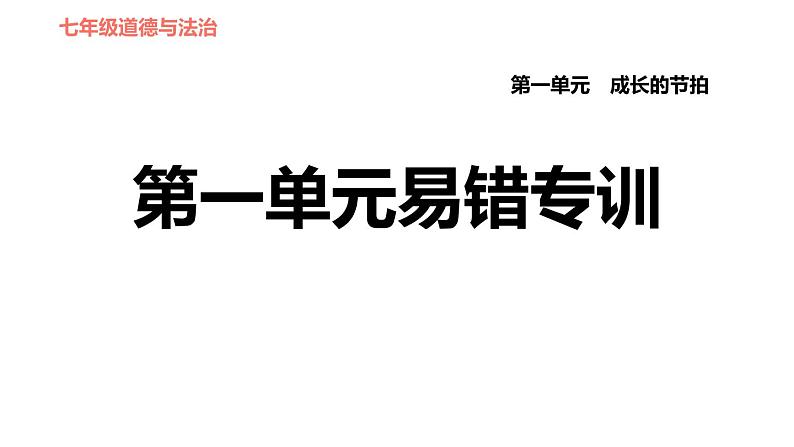 人教版七年级上册道德与法治课件 第一单元易错专训第1页