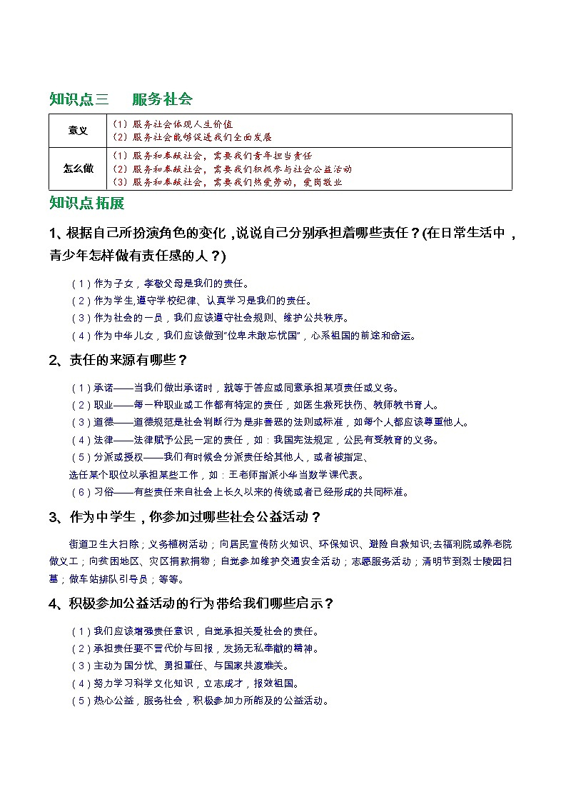 部编人教版八年级上册《道德与法治》第三单元 勇担社会责任知识点归纳，考点整理，名言警句解读02