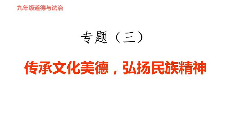 人教版九年级下册道德与法治课件 时政专题训练 3.专题（三） 传承文化美德，弘扬民族精神第1页