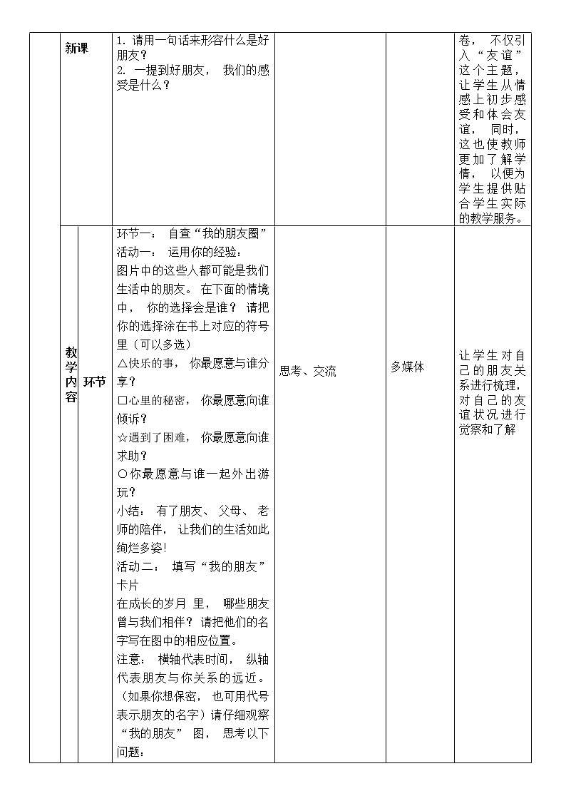 4.1 和朋友在一起 教案 2021-2022学年部编版道德与法治七年级上册第2页
