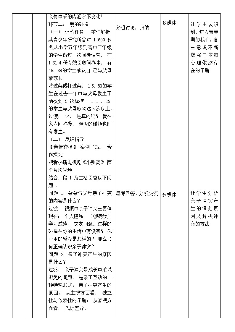 7.2 爱在家人间 教案 2021-2022学年部编版道德与法治七年级上册03