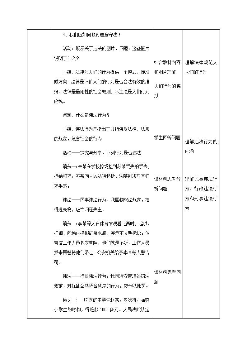 5.1法不可违 教案-人教部编版八年级道德与法治上册教案第2页