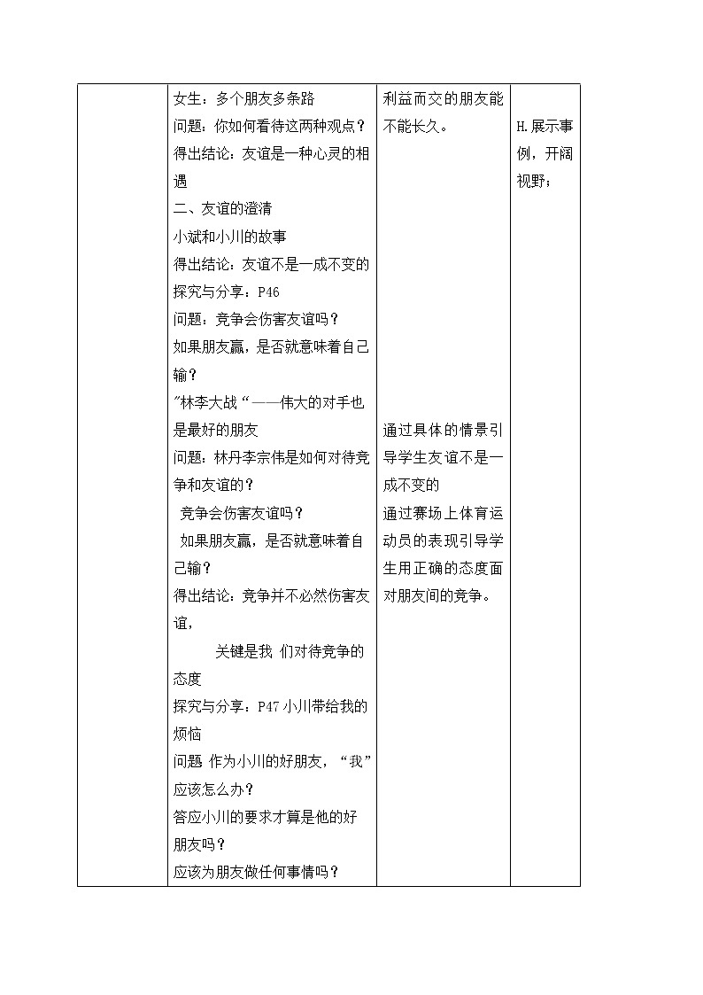 4.2深深浅浅话友谊 教案-人教部编版七年级道德与法治上册03