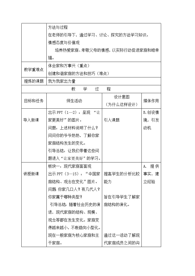 7.3让家更美好 教案-人教部编版七年级道德与法治上册02