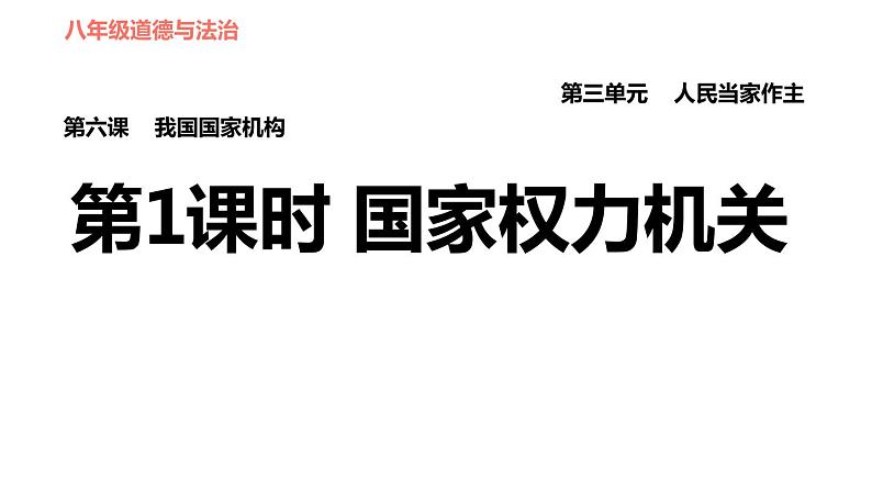 人教版八年级下册道德与法治习题课件 第三单元 第6课 第1课时 国家权力机关第1页