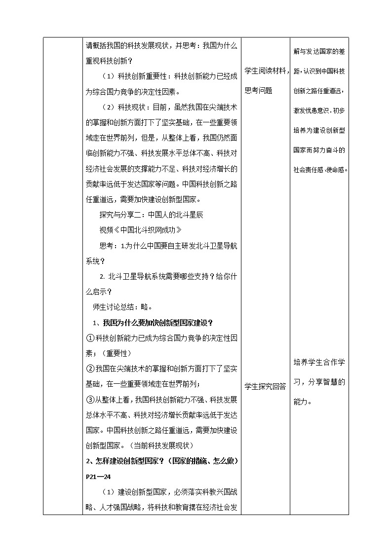 部编版九年级上册（道德与法治）－2.2创新永无止境教学设计02