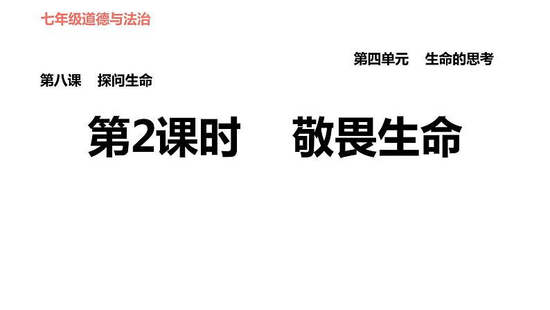 人教版七年级上册道德与法治习题课件 第4单元  第8课 第2课时 敬畏生命01