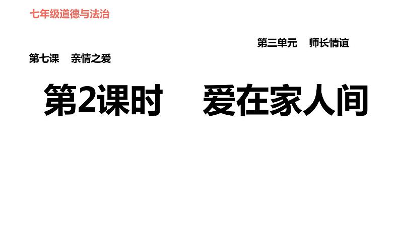 人教版七年级上册道德与法治习题课件 第3单元  第7课 第2课时 爱在家人间第1页